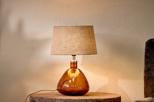 Lampe Baba en verre recyclé - Ambre brûlé - Petite et large