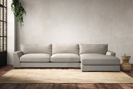 Canapé méridienne Guddu Grand avec accoudoir droit - Lin Brera Naturel