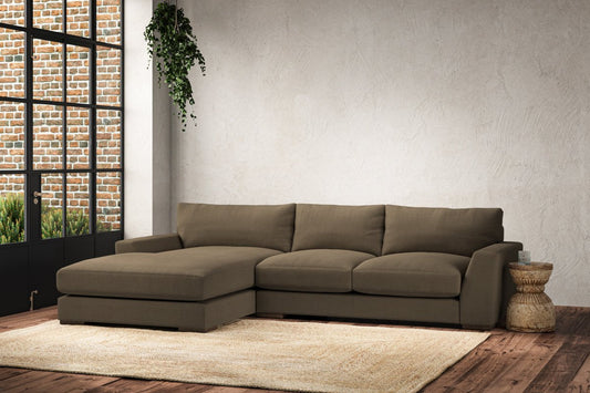 Canapé méridienne Guddu Medium avec accoudoir gauche - Lin Brera Châtaigne