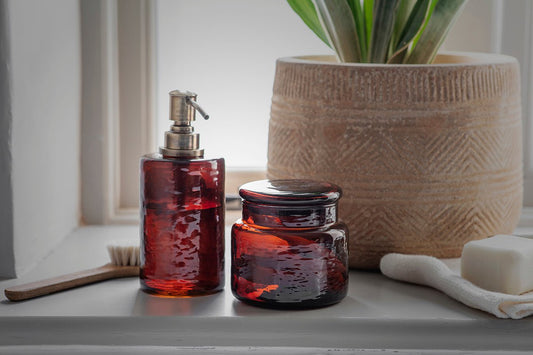 Distributeur de savon Ilcoso en verre martelé recyclé - Ambre