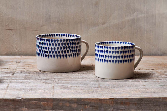 Mug Indigo Drop - Crème et Indigo - Petit (Lot de 2)