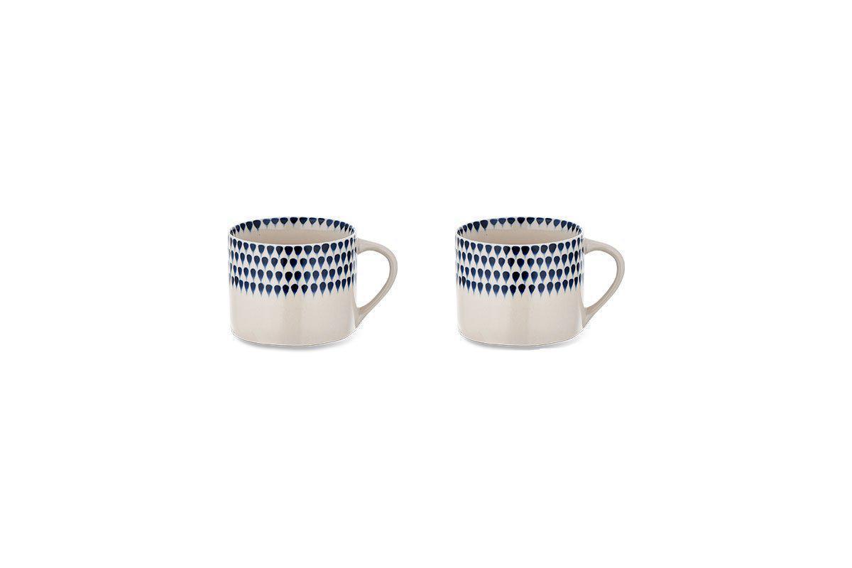 Mug Indigo Drop - Crème et Indigo - Petit (Lot de 2)