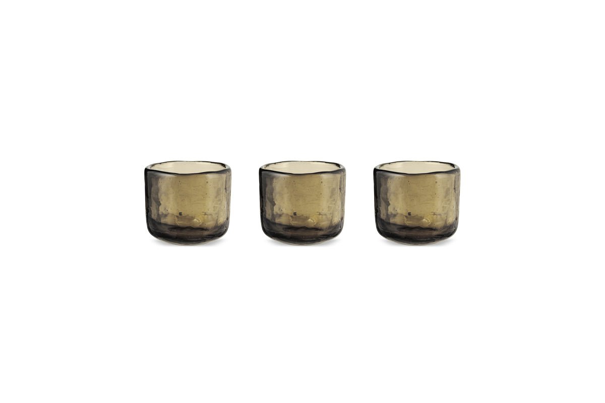 Bougie chauffe-plat Irda Glass - Petit modèle - Brun fumé - Lot de 3