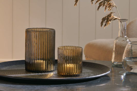 Bougeoir en verre recyclé Malana - Brun fumé