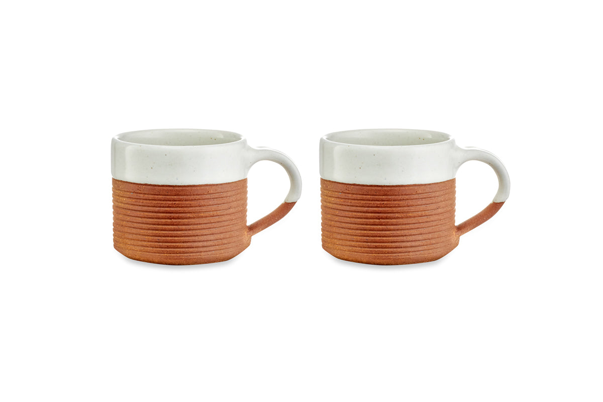 Mug à café côtelé Mali - Blanc (Lot de 2)