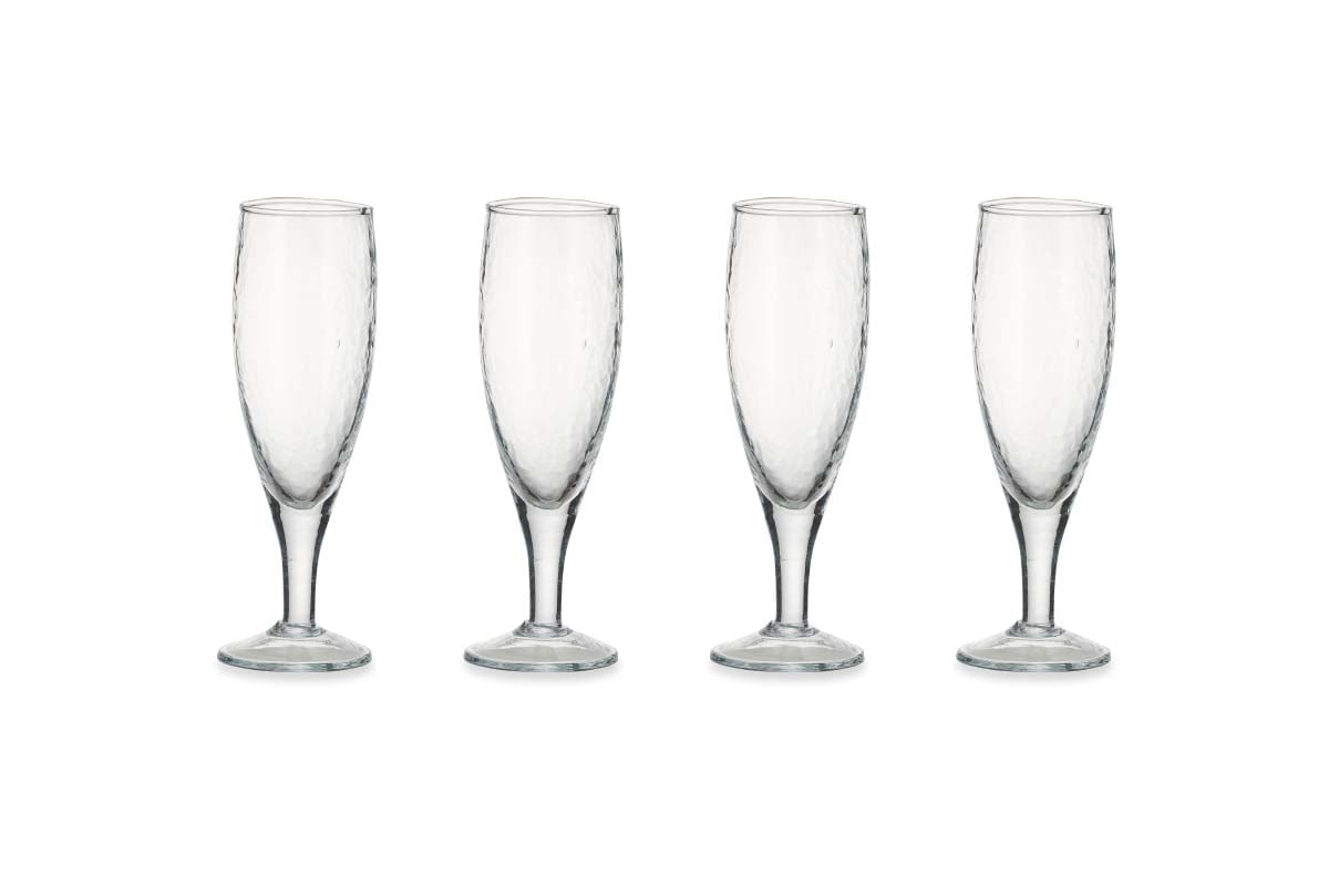 Verres à champagne martelés Yala - Verre transparent (lot de 4)