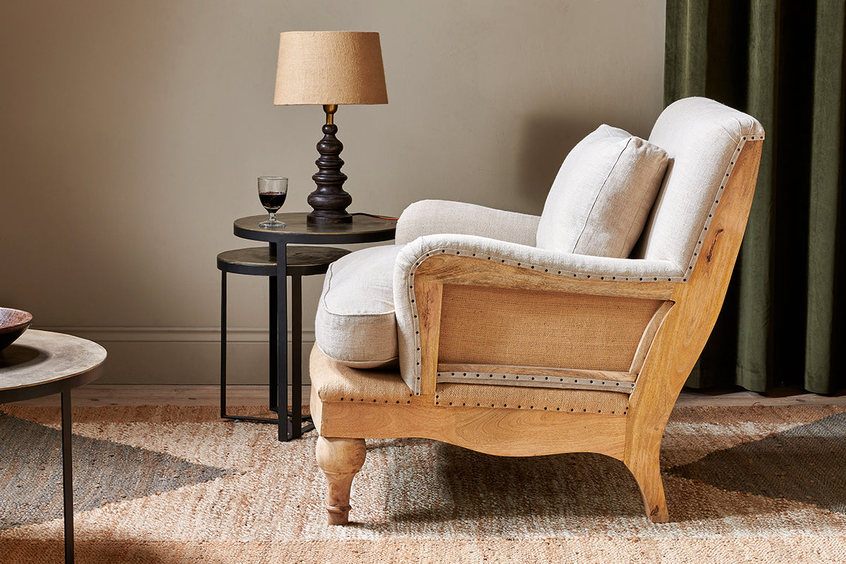 Fauteuil Abe en lin déstructuré - Pierre