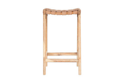 Tabouret de bar Adembi en cuir tressé