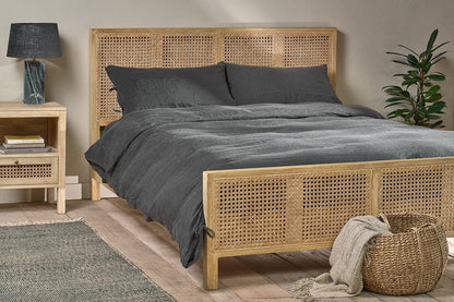 Housse de couette Adya en lin - Gris anthracite