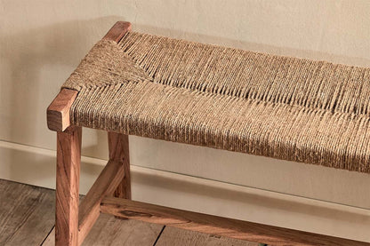 Banc en acacia et jute tressé d'Amhara