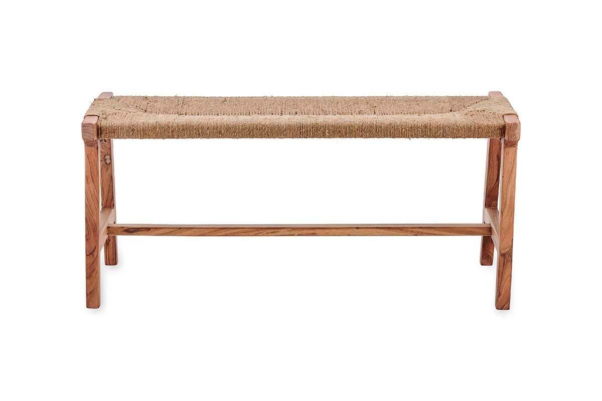 Banc en acacia et jute tressé d'Amhara
