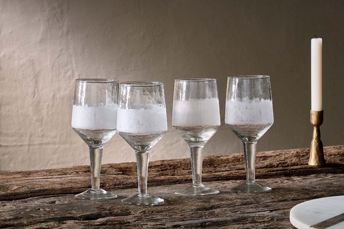 Verres à vin gravés Anara - Transparent - (Lot de 4) - Grand