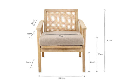 Fauteuil d'appoint Atri en bois de manguier et rotin