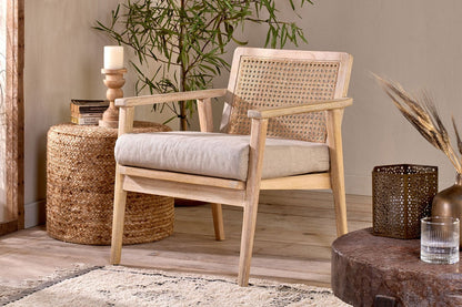 Fauteuil d'appoint Atri en bois de manguier et rotin
