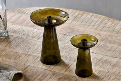 Bougeoir en verre recyclé Avyn - Vert forêt