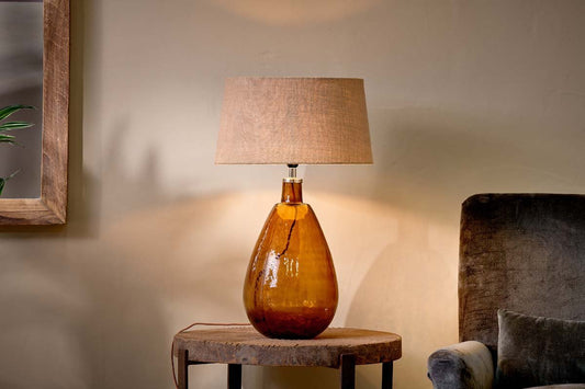 Lampe Baba en verre recyclé - Ambre brûlé - Grande lampe haute