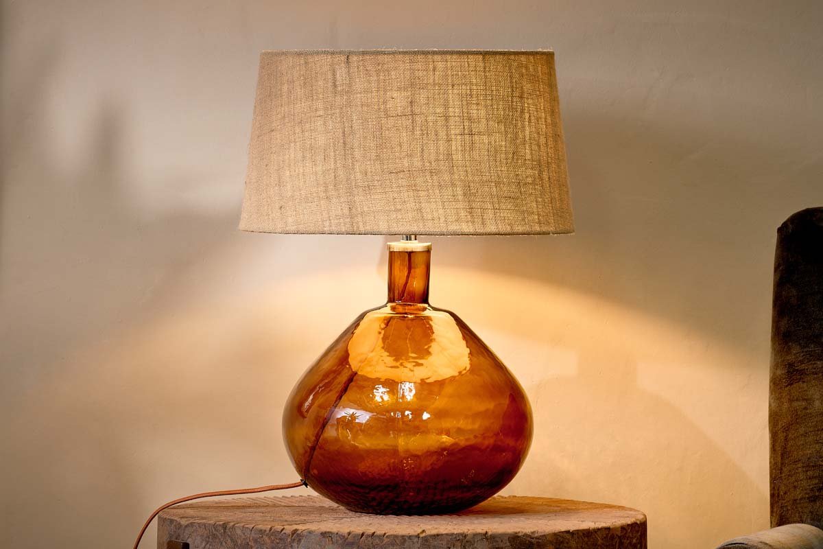 Lampe Baba en verre recyclé - Ambre brûlé - Grande