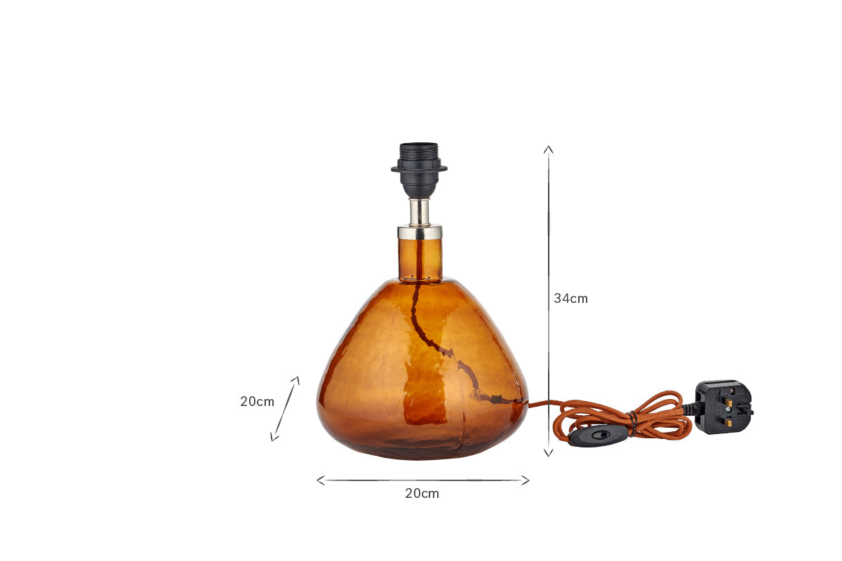 Lampe Baba en verre recyclé - Ambre brûlé - Petite et large