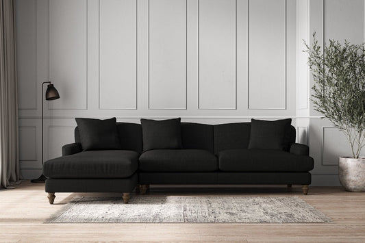 Canapé méridienne Deni Grand avec accoudoir gauche - Lin Brera anthracite