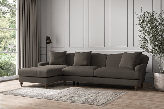 Canapé méridienne Deni Grand avec accoudoir gauche - Brera Linen Granite