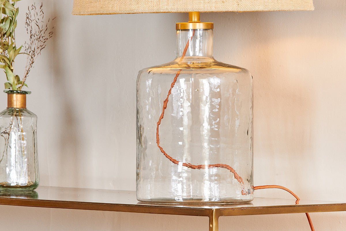 Lampe de table Edina en verre recyclé - Transparent - Petit modèle