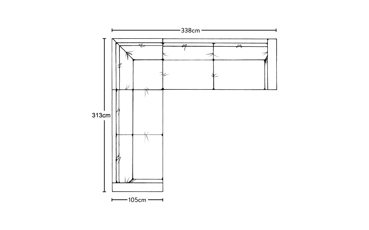 Canapé d'angle gauche Guddu Grand - Brera Linen Granite