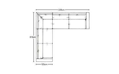 Canapé d'angle gauche Guddu Grand - Brera Linen Granite