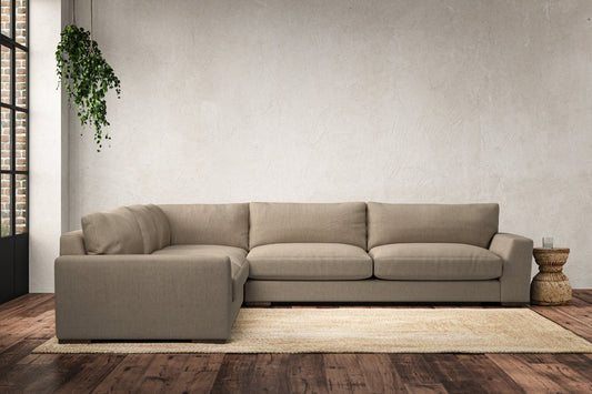 Canapé d'angle gauche Guddu Grand - Lin Brera Pebble