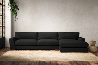 Canapé Guddu Grand avec méridienne droite - Lin Brera anthracite