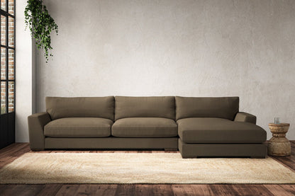 Canapé Guddu Grand avec méridienne droite - Lin Brera Châtaigne