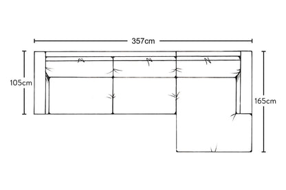 Canapé Guddu Grand avec méridienne droite - Brera Linen Granite