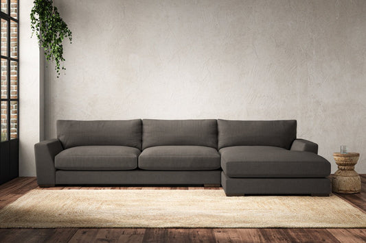 Canapé Guddu Grand avec méridienne droite - Brera Linen Granite