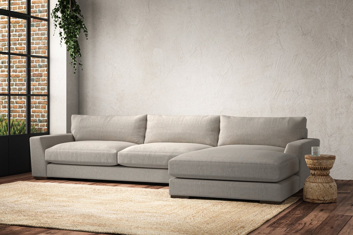 Canapé méridienne Guddu Grand avec accoudoir droit - Lin Brera Naturel