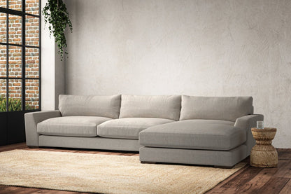 Canapé méridienne Guddu Grand avec accoudoir droit - Lin Brera Naturel