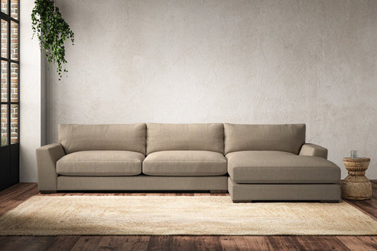 Canapé Guddu Grand avec méridienne droite - Lin Brera Pebble