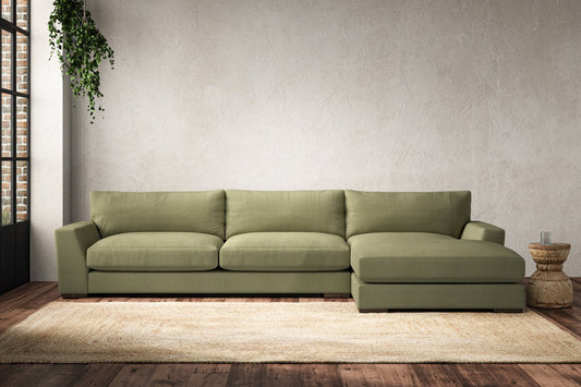 Canapé méridienne Guddu Grand avec accoudoir droit - Lin Brera Sauge