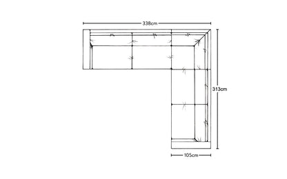 Canapé d'angle droit Guddu Grand - Brera Linen Granite