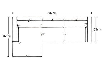 Canapé méridienne gauche Guddu Large - Lin anthracite Brera