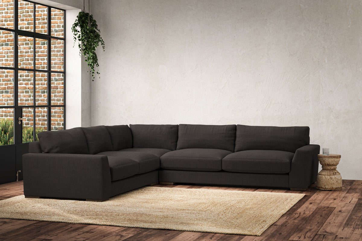 Canapé d'angle gauche Guddu Large - Brera Linen Espresso