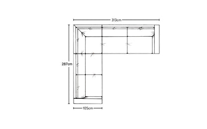 Canapé d'angle gauche Guddu Large - Brera Linen Granite