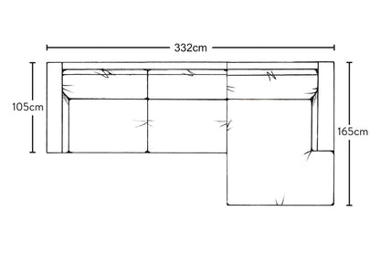Canapé méridienne Guddu Large avec accoudoir droit - Brera Linen Granite