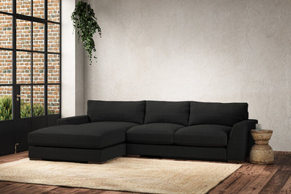 Canapé méridienne gauche Guddu moyen - Lin anthracite Brera