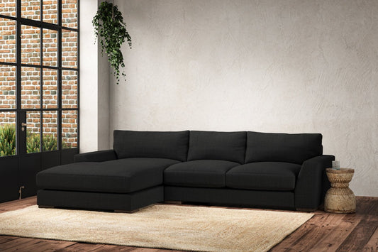 Canapé méridienne gauche Guddu moyen - Lin anthracite Brera