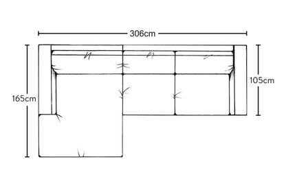 Canapé méridienne Guddu Medium avec accoudoir gauche - Lin Brera Pebble