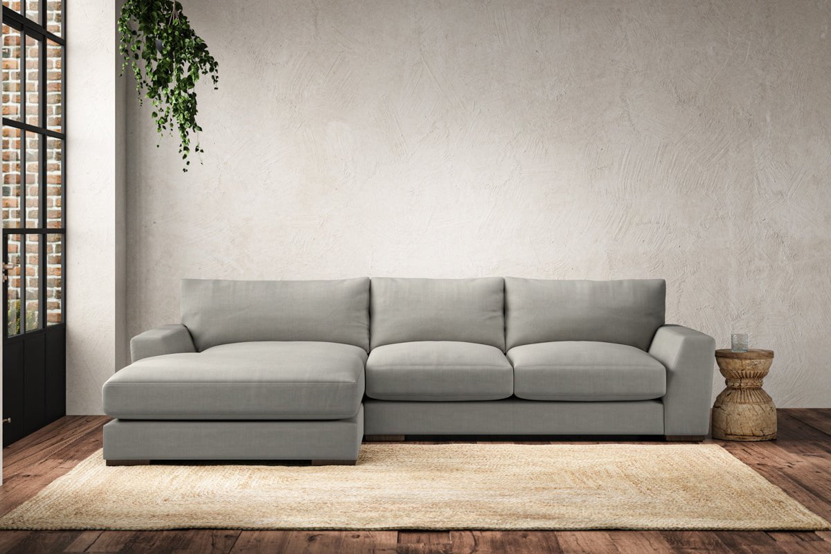 Canapé méridienne gauche Guddu, taille moyenne - Lin Brera fumé