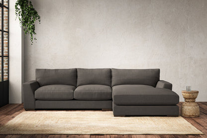 Canapé méridienne Guddu Medium avec accoudoir droit - Brera Linen Granite