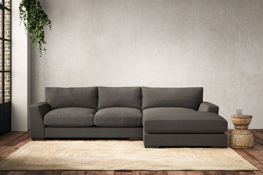 Canapé méridienne Guddu Medium avec accoudoir droit - Brera Linen Granite