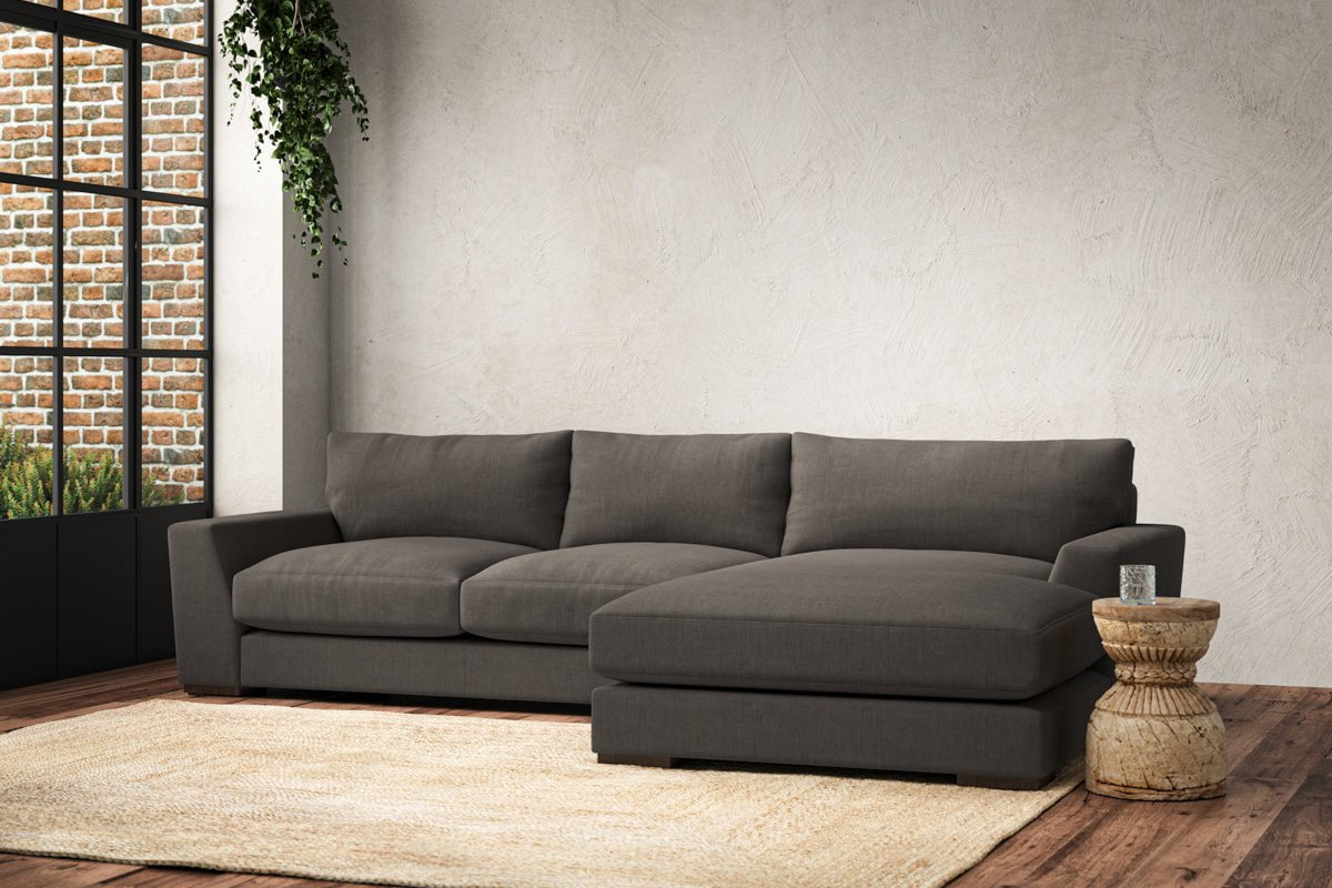 Canapé méridienne Guddu Medium avec accoudoir droit - Brera Linen Granite