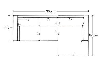 Canapé méridienne Guddu Medium avec accoudoir droit - Lin Brera Naturel