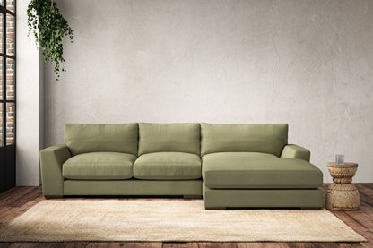 Canapé méridienne Guddu Medium avec accoudoir droit - Lin Brera Sauge